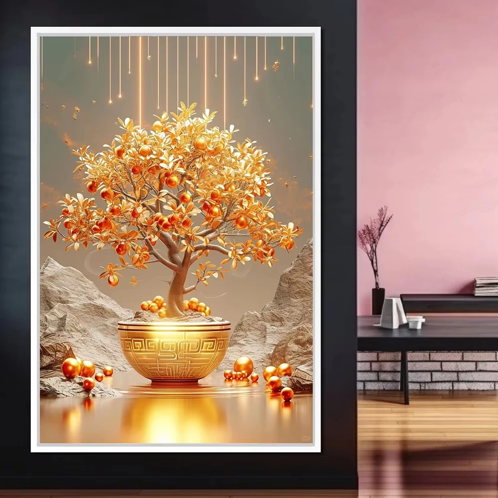 

500/1000/1200/2000PCS Jigsaw Puzzles Golden Fortune Tree Scenery Family Activity Games for Gameroom Bedroom Home Decor Frameless