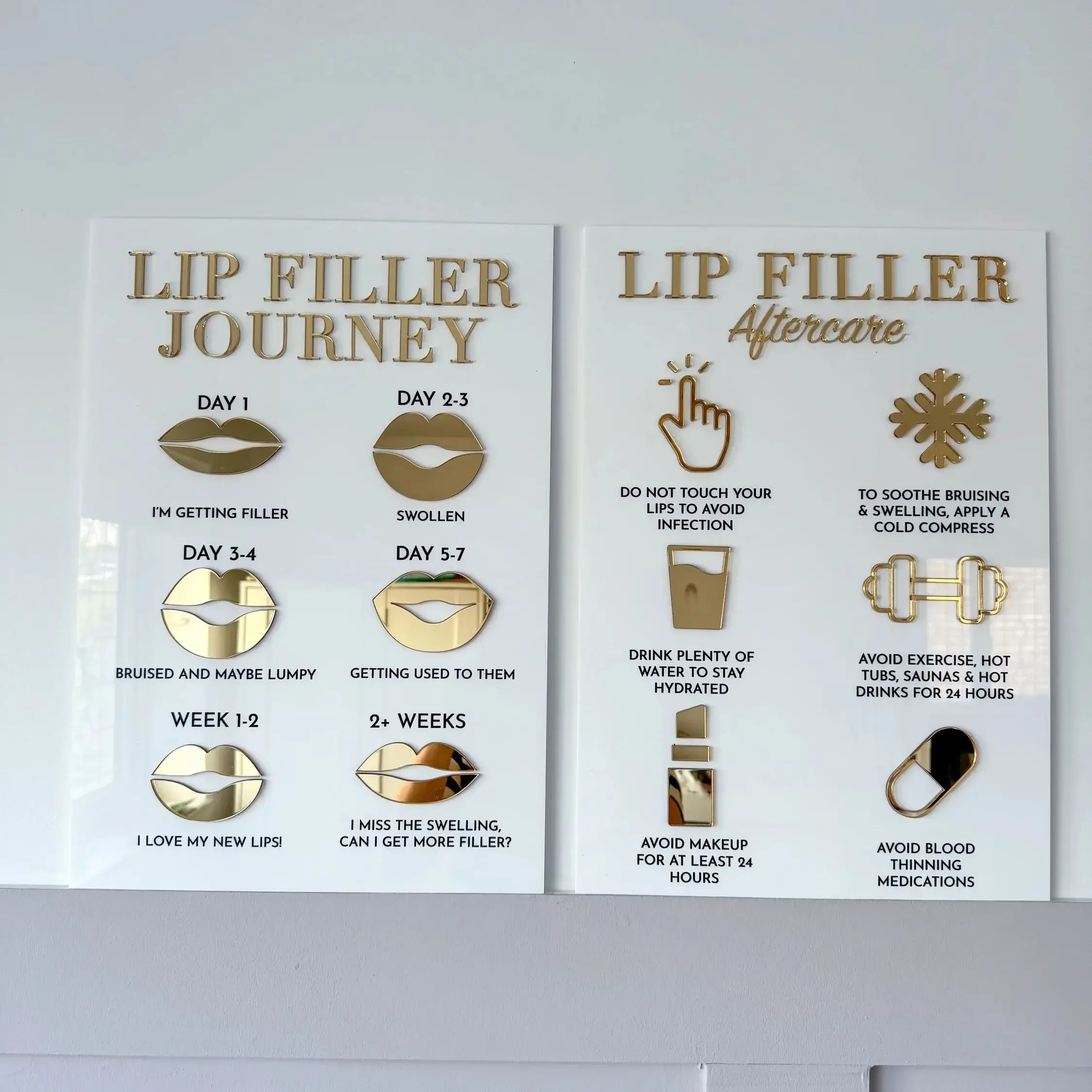 Lip Filler Aftercare Advice and Lip Filler Journey Signs A3 Size Aesthetics Aftercare Sign Spa Beauty Salon Business Sign