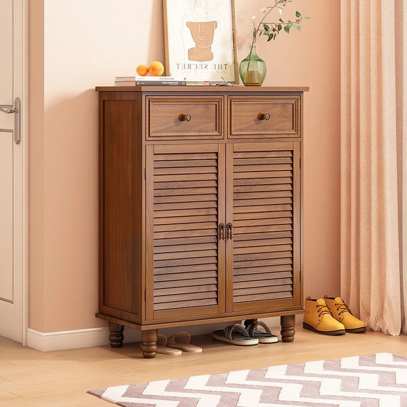 Integrated shoe cabinet American household large-capacity porch Solid wood storage Economical multi-layer door locker
