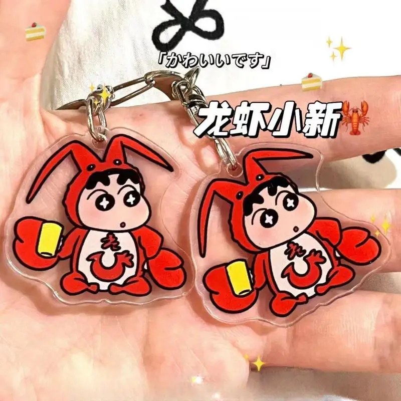 Anime 1Pc Crayon Small New Keychain Cartoon Animation Acrylic Double Sided Keychain Backpack Decoration Accessories Gifts