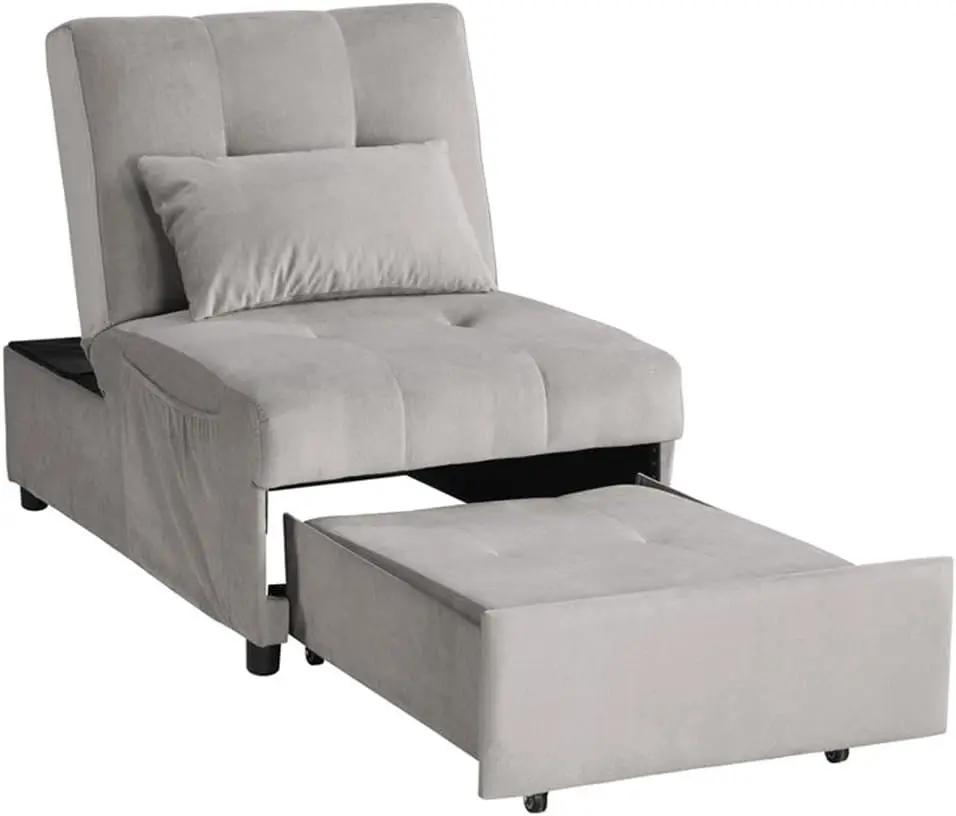 

Garrell 4 in 1 Multi Function Convertible Sleeper Bed, Chair, Lounger, Ottoman in Brownish Gray