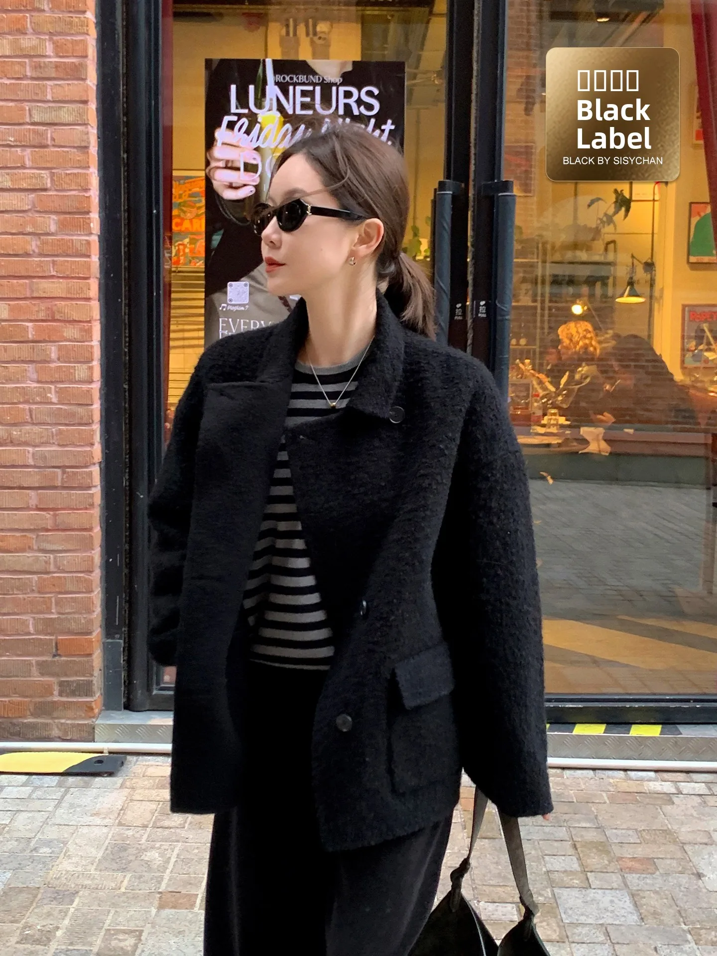 

Шерстяное пальто Liberlin Sisy Bla Label с воротником-стойкой, свободного кроя, теплое, женское, зимнее, модное, в корейском стиле, для повседневной носки