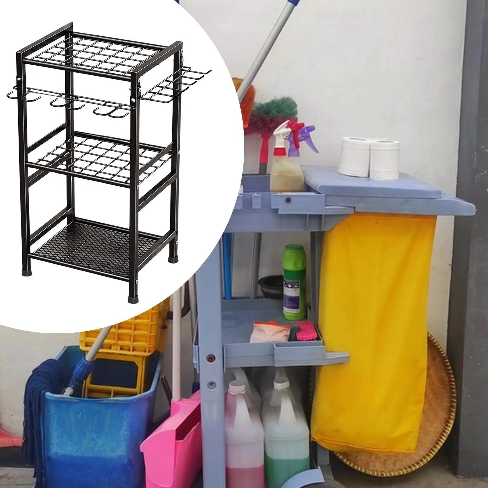 

Garden Tool Organizer Sturdy with Hooks Rust Resistant 3 Tier Yard Tool Storage Rack for Patios Garage Shed Basements Gardens