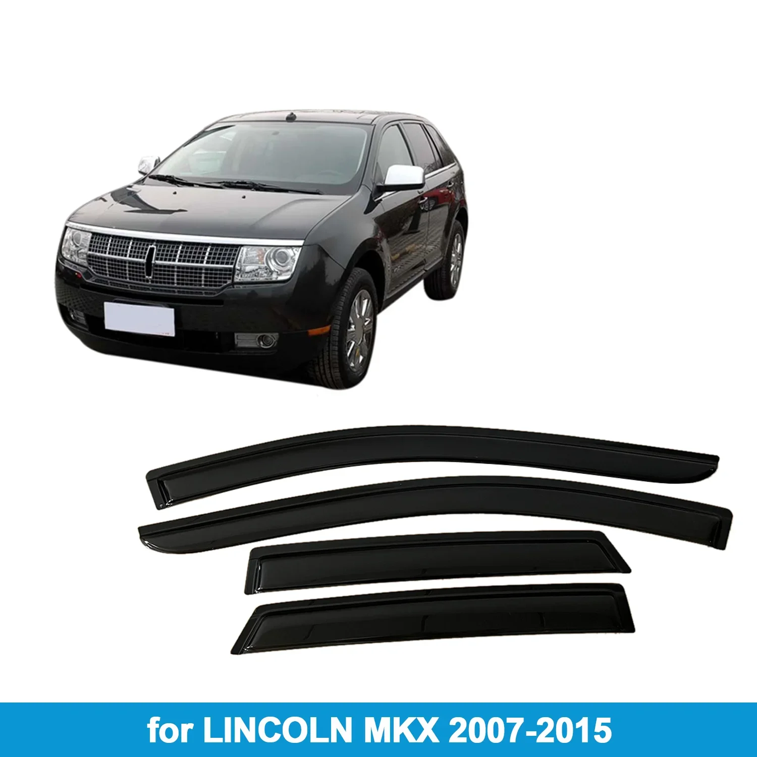 

Window Visor for LINCOLN MKX 2007-2015 Rain Guard Side Vent Deflector Weathershield Outside-Mount Tape On