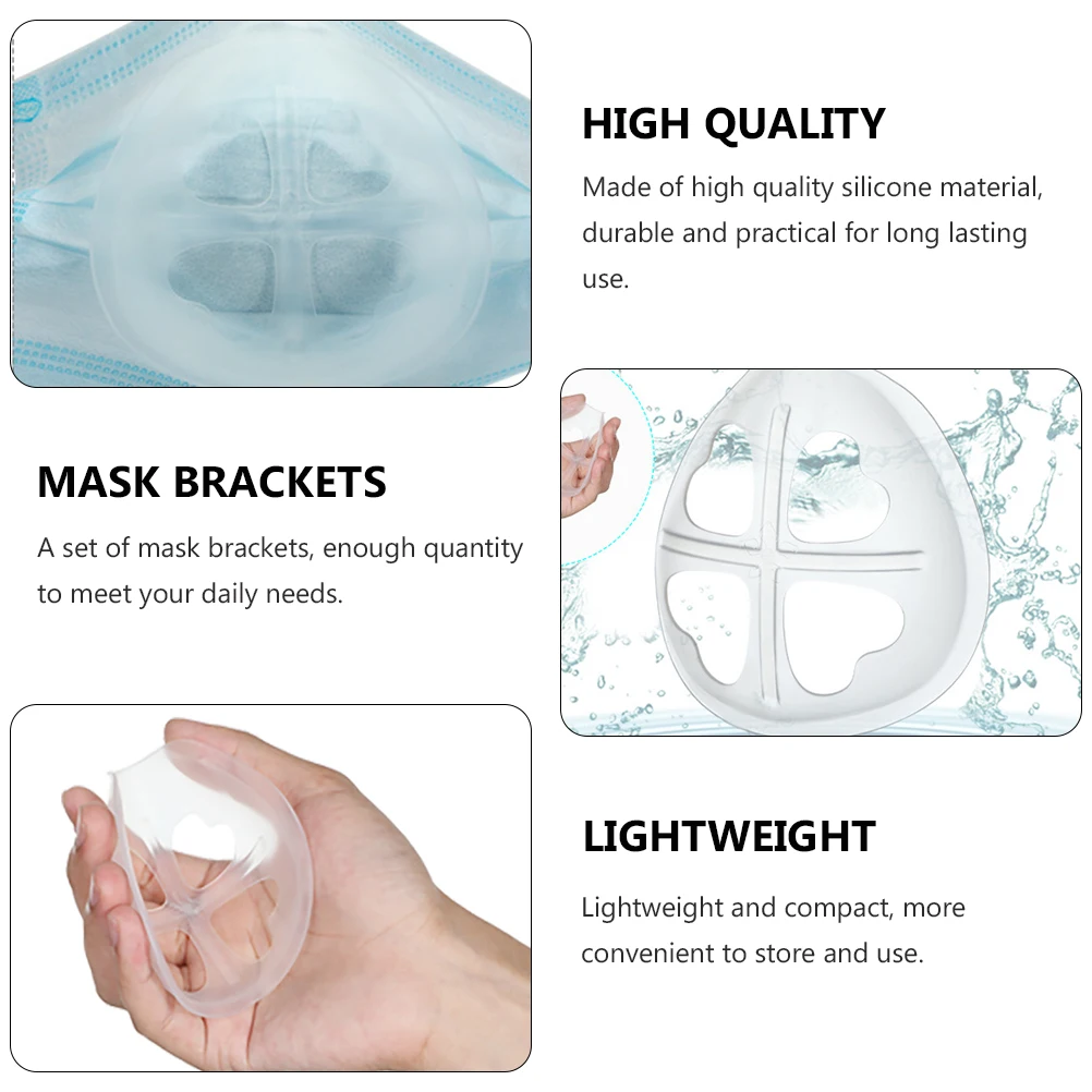 3pcs Silicone Mask Bracket Durable Inner Support Lightweight Portable Lipstick Protection 3D Mask Holder For Disposable Masks
