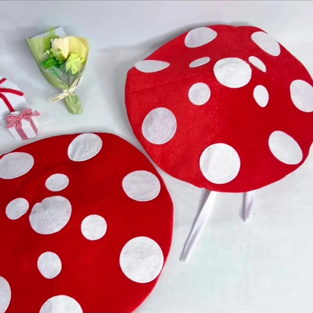 Amanita Muscaria Mushroom hat-Red & White Spotted Halloween Costume Hat for Cosplay & party