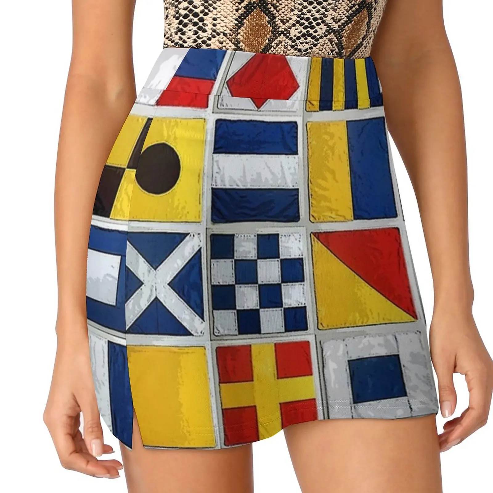 Flag Women's skirt With Hide Pocket Tennis Skirt Golf Skirts Badminton Skirts Running skirts Brkh Nautical Flags Sailing Boats