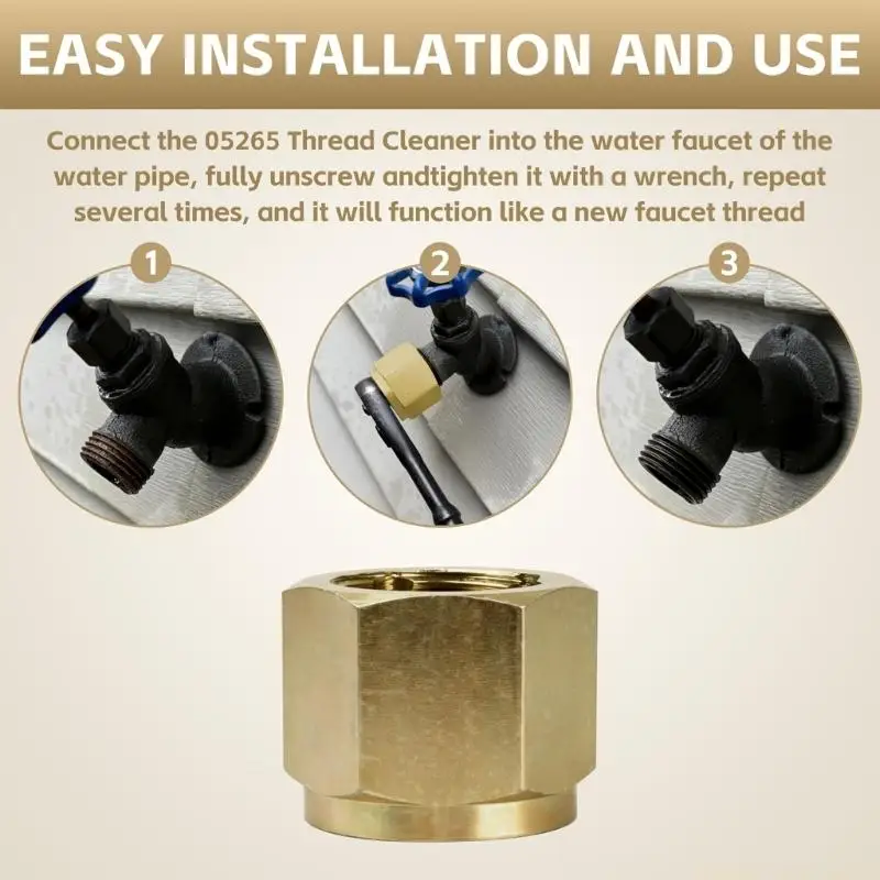 A2BE Hose Connection Thread Cleaner Tool, Plated Steel 3/8Inch Drive Faucet Thread Repair Tool for Routine Plumbing Maintenance