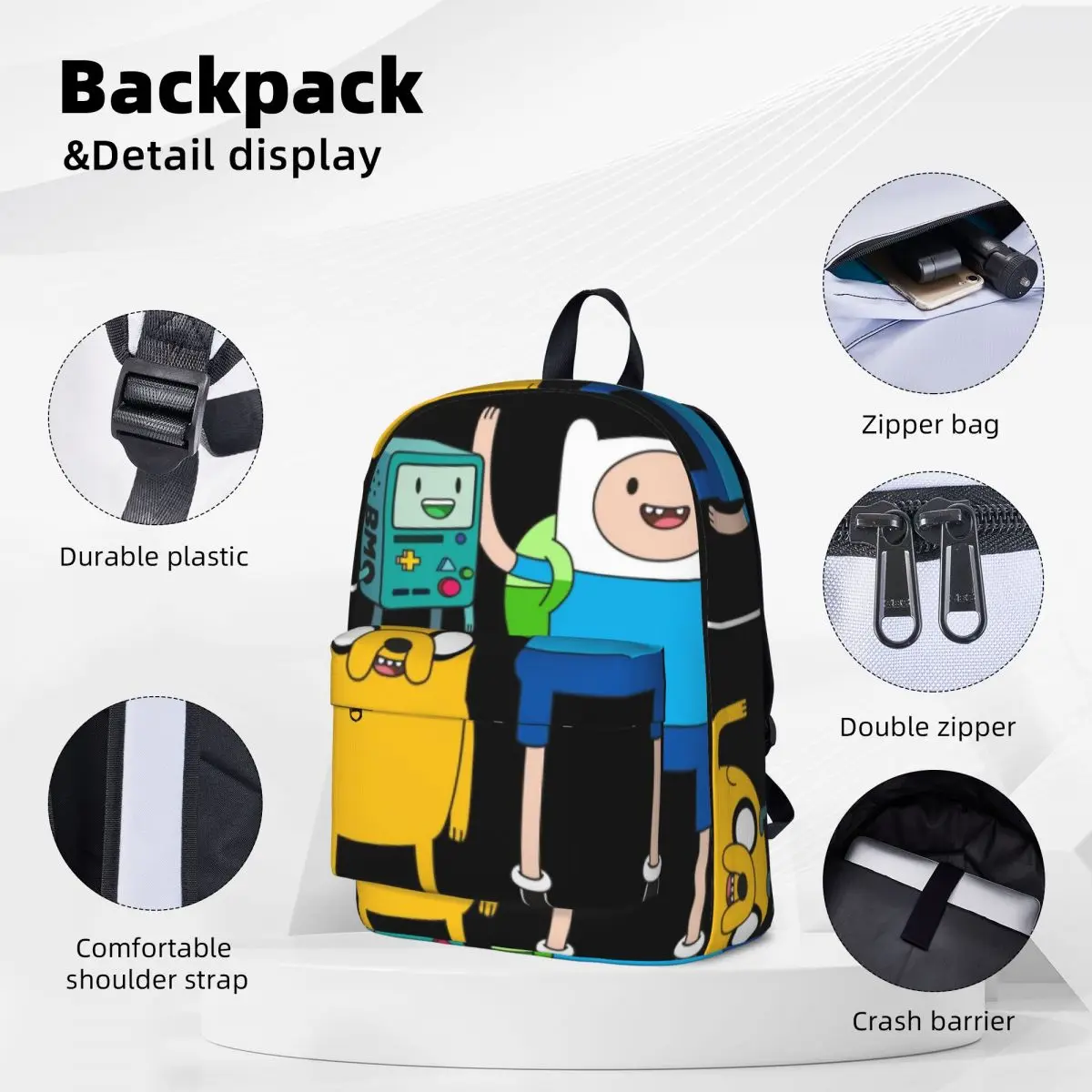 Finn Jake BMO Backpacks Large Capacity Student Book bag Shoulder Bag Laptop Rucksack Waterproof Children School Bag