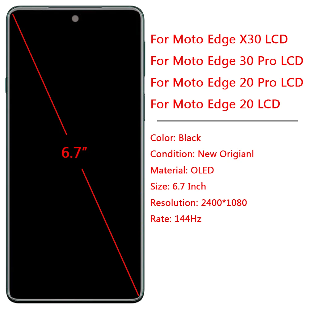 For Motorola Moto Edge 20 30 Pro LCD Display OLED Touch Screen With Frame 6.7\