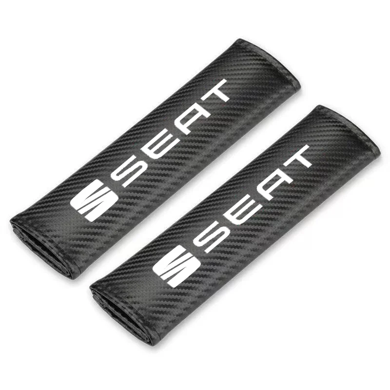 2Pcs Car Carbon Fiber Seat Belt Shoulder Covers For Seat Leon 5F Mk2 Mk3 Ibiza Tarraco Arona Ateca Alhambra Interior Accessories view 4