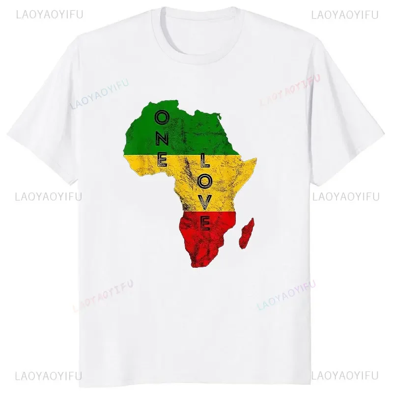 Hipster Reggae Africa Map Rasta Regae Music Vintage T Shirt Clothes 90s Hipster Short Sleeve T-shirts for Men Cotton Cool Tshirt view 2