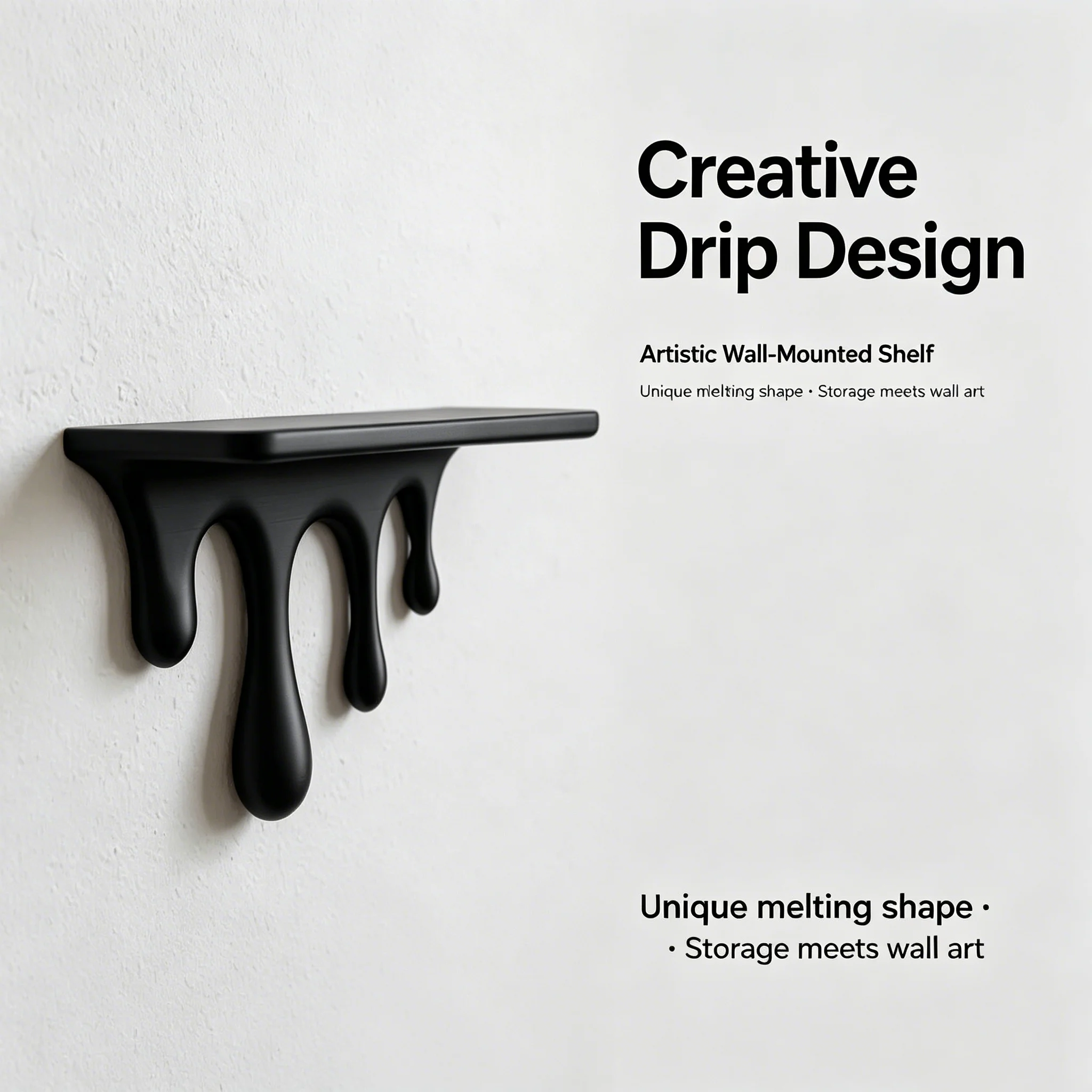 Halloween Black Drip Floating Shelf, Plastic Creative Melting Wall Shelf for Small Plants Candles Gothic Home Wall Decor