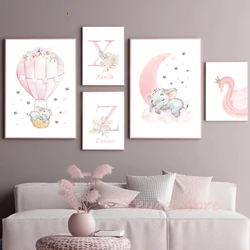 Lovely Animal Personalised Name Cute Rabbit Elephant Diy Diamond Painting New 2023 Nursery Art Children Girl Bedroom Home Decor