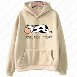 Sweats à capuche College vaches drôles pour femmes, Nnegoing Not Today, Streetwear Hip Hop, Pulls Kawaii, PVD, Printemps, Automne, 2023