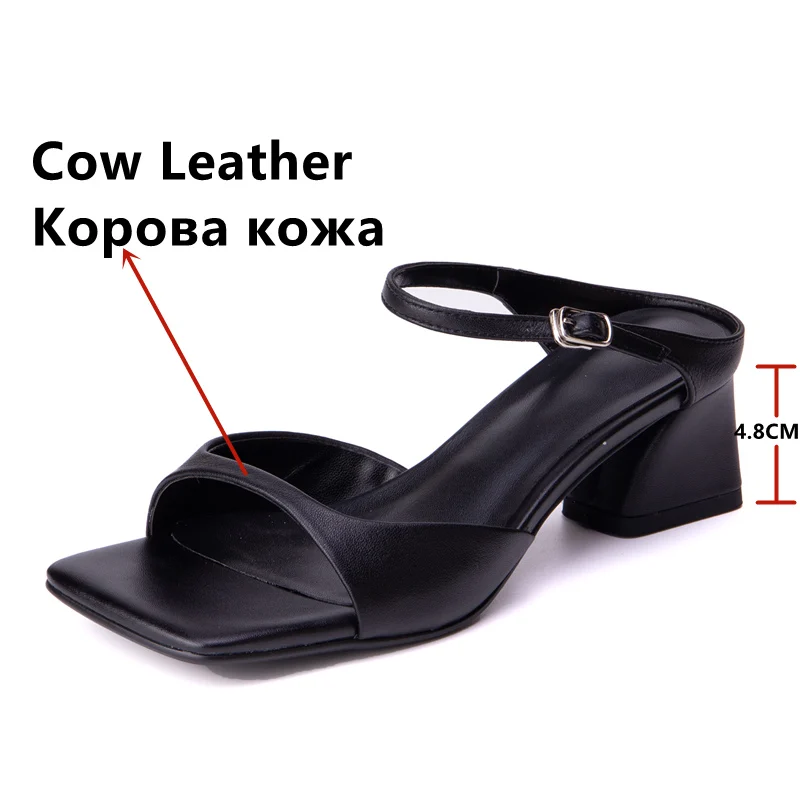 FEDONAS Summer Women Slippers Thick Heels Mature Elegant Buckle Shoes Woman Concise Party Office Lady Women Sandals New Arrival