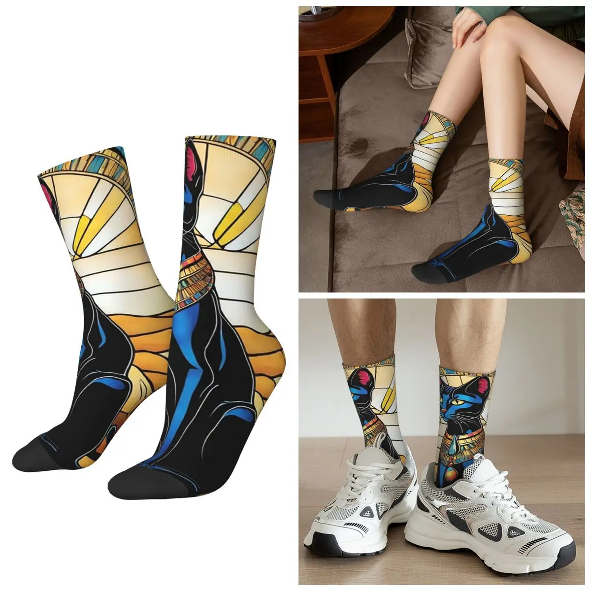 

Всесезонные египетские кошки. Носки Harajuku Crew Socks Супер мягкие чулки для мужчин и женщин Рождественские подарки