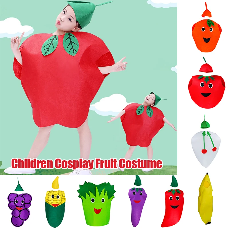 

Kids Fruit Costume Outfit Novelty Fruit Veggie Cosplay Kindergarten Children's Performance Stage Costumes Cute Vegetable Clothes