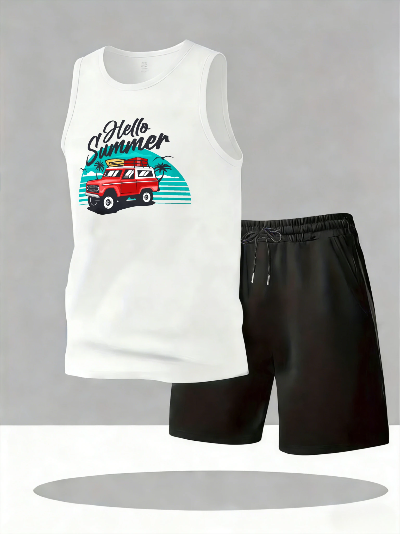 

Men's Tank Top Sets 2026 Summer Quick drying running clothing set jogging suit oversize Breathable seaside sports crewneck