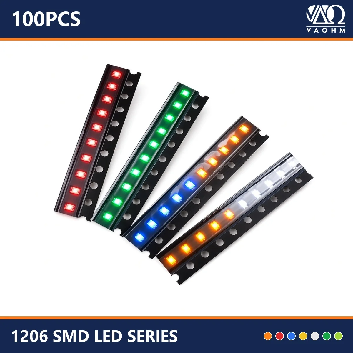 100PCS High Brightness 1206 SMD LED Diode Red Green Blue Yellow Orange White Indicator