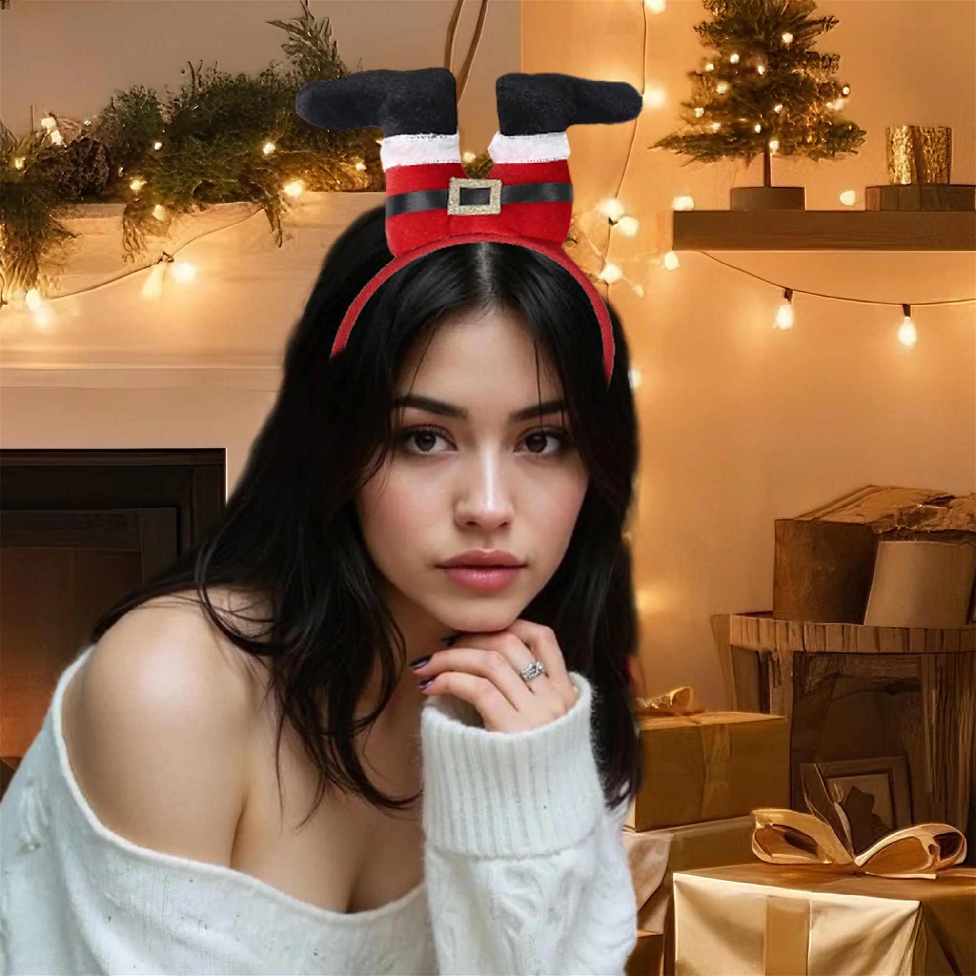 Bandeau de noël pour dames et enfants, couvre-chef festif avec poignée pour célébration de vacances, accessoire d'ornement de cheveux