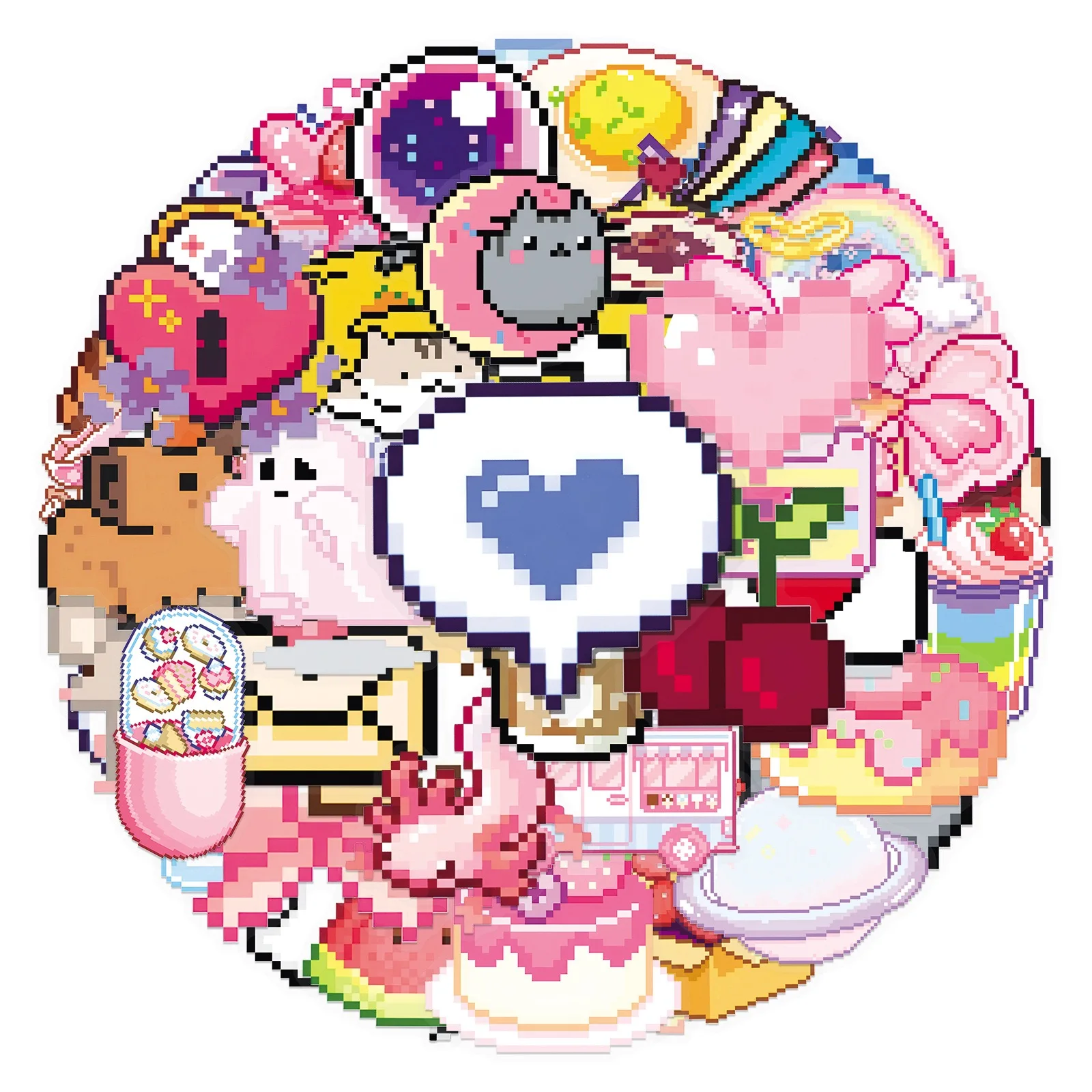 10/50pcs Cute Pink Pixel Girls Transparent Stickers Ins Decals Diary Suitcase Scrapbook Phone Laptop Luggage Kawaii Sticker Toy
