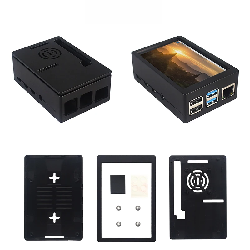 شاشة 3.5 بوصة Raspberry Pi 3 تعمل باللمس TFT LCD 480*320 GPIO شاشة عرض ABS مروحة تبريد لـ Raspberry Pi 4 Model B 3B+ 3B