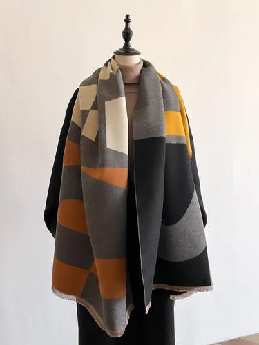 Imagen 2 del producto Bufanda de invierno para mujer, diseño de lujo, bufanda de tacto de Cachemira de doble cara, bufanda cálida, chal