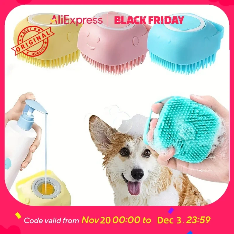 Pet Silicone Bath Brush for Dogs & Cats, Multi-functional Grooming Tool, Massage Deshedding Scrubber for Hair Removal