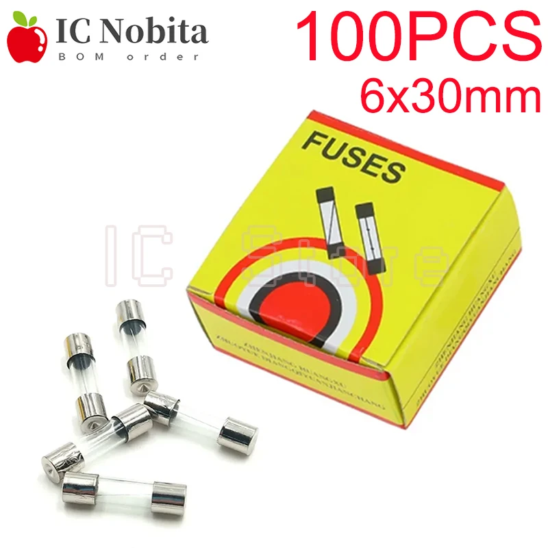 100PCS 6*30mm Glass Fuse Fast Fuse 250V 0.2A 0.25A 0.3A 0.5A 1A 1.5A 2A 3A 4A 5A 6A 7A 8A 10A 15A 20A 25A 30A Quick Blow 6x30mm