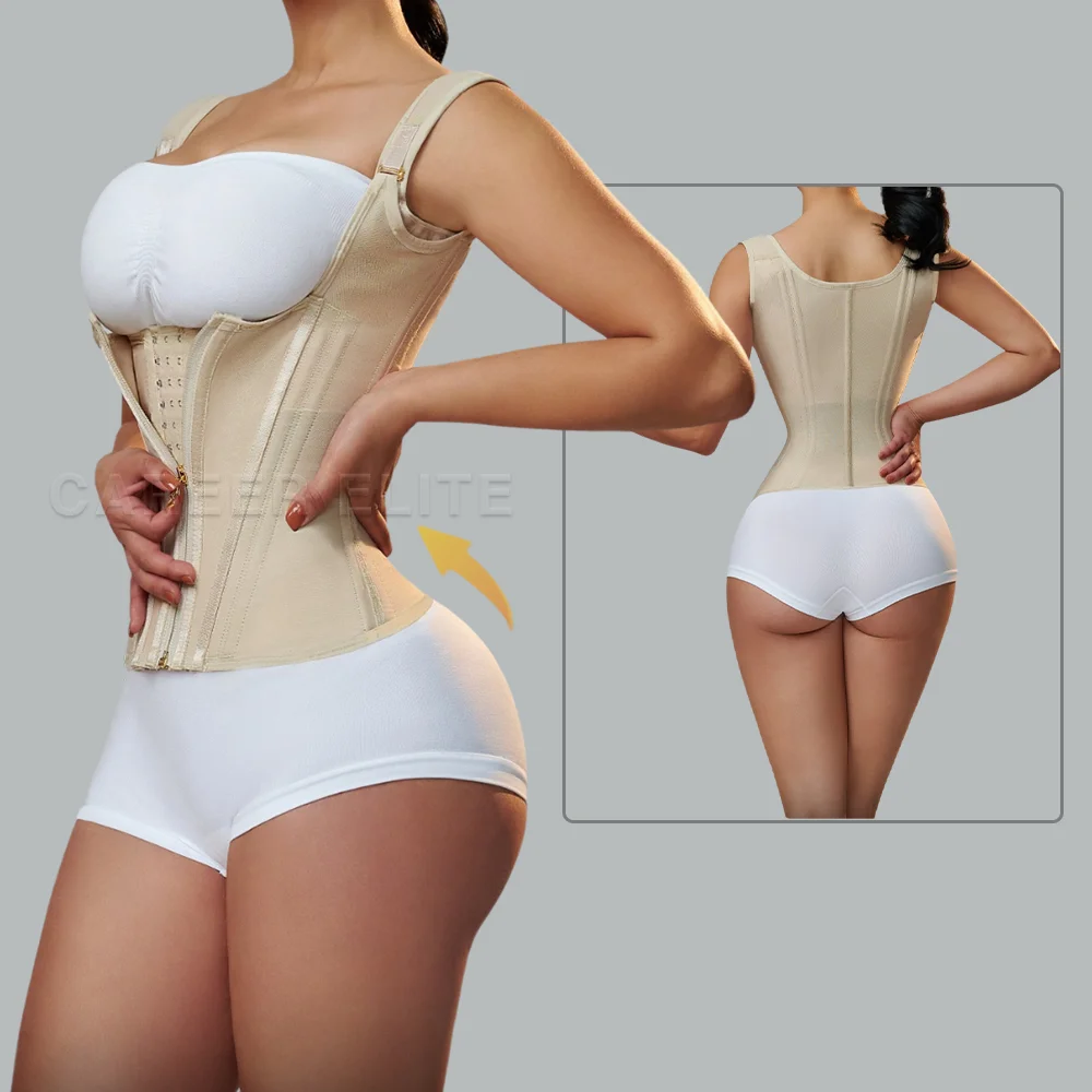 Corset post-partum avec fermeture éclair nucléostrucand pour femme, ceinture colombienne, entraîneur de taille, façonneur de corps, courbe saillante