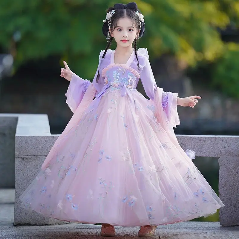 Hanfu Meisjes Kleding Mid- Festival Kinderen Fee Oude Meisje Jurk Chinese Stijl Tang Pak Lente En Herfst