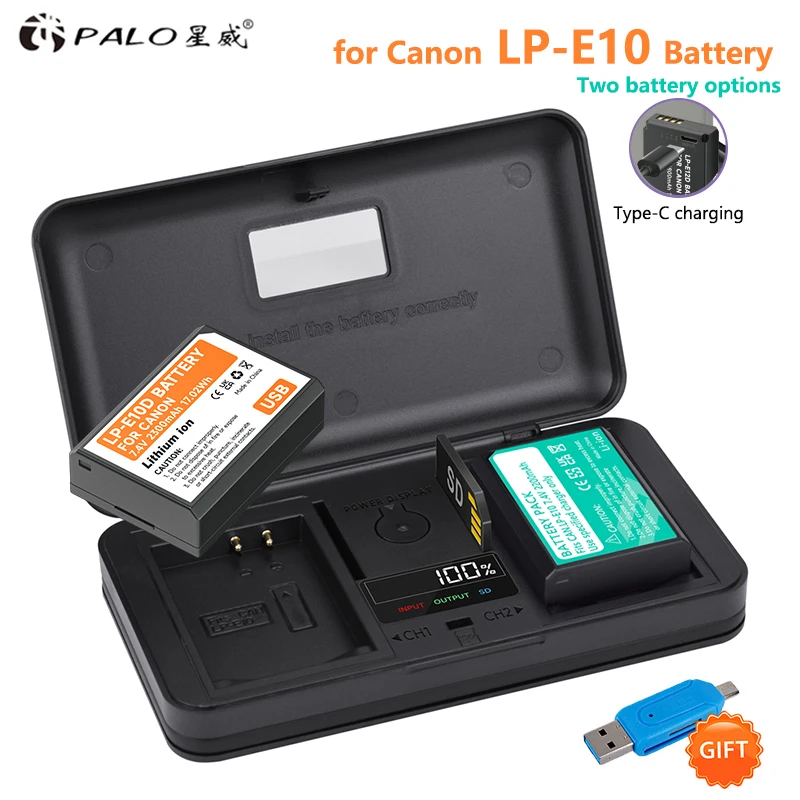 

LP-E10 LPE10 LP E10 Camera Battery+Portable Fast Charge Box for Canon EOS 1100D 1200D 1300D 2000D 4000D Rebel T3 T5 T6 KISS X50