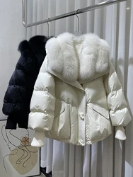 2024 Winter Warm Women Goose Down Jackets Natural Real Fox Fur Collar Puffer Jackets Thick Female Outwear Coats