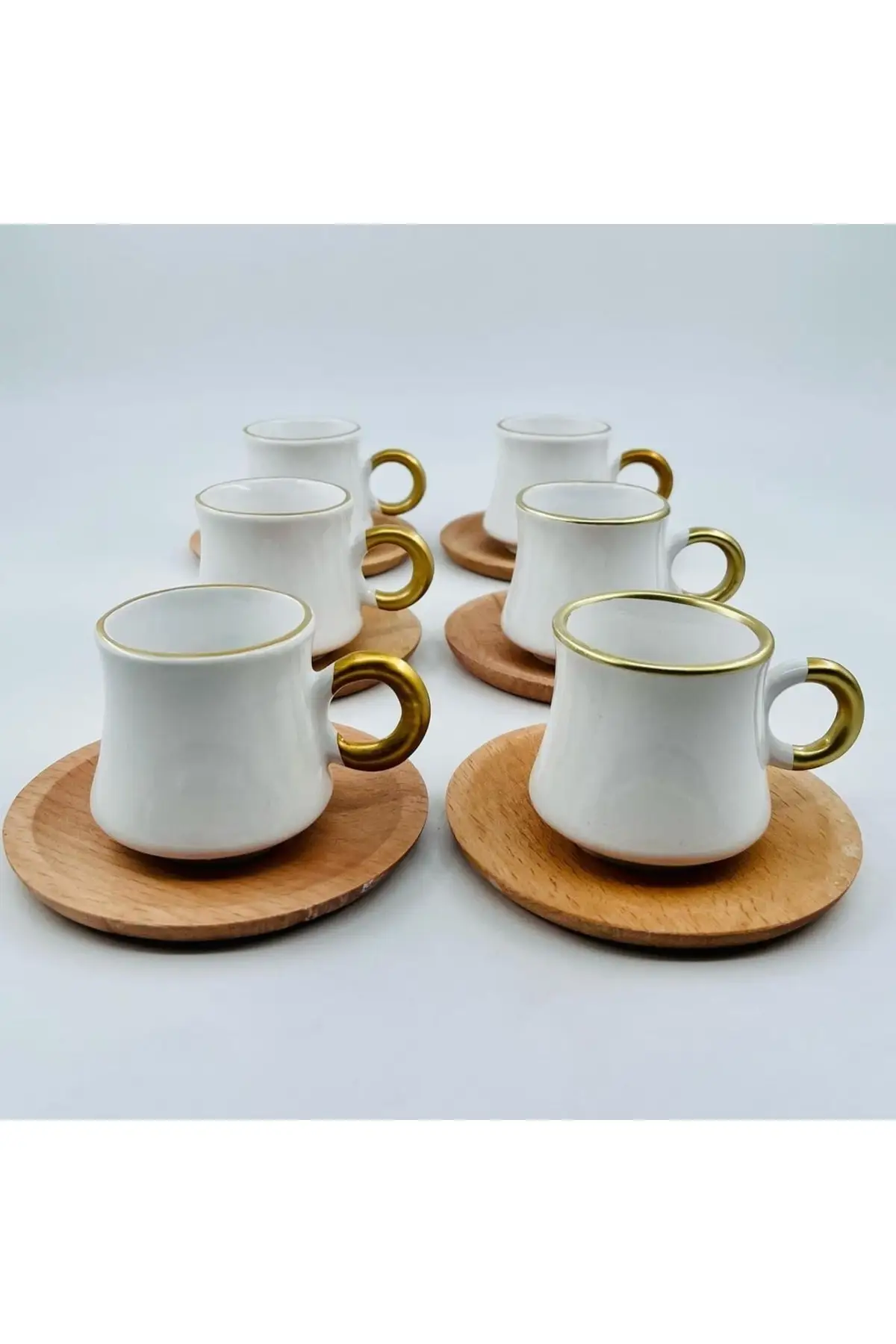 

DOLBOVI bamboo plate 6 person coffee set bamboo cup set with gilded