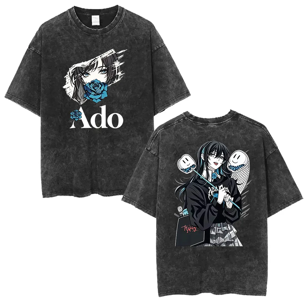 Vintage Washed Ado Hibana WORLD TOUR 2026 Double Sided T Shirts Men Women Pop Fans Clothing Fashion Cotton Short Sleeve T-shirt