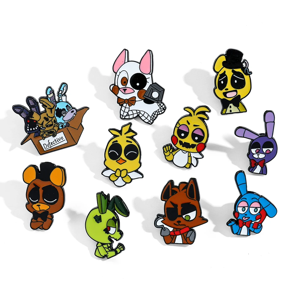 Five Nights At Freddys Figures Enamel Pins Foxy Bonnie Brooches Game FNAF Brooch Badges for Backpack Fashion Jewelry Accessories