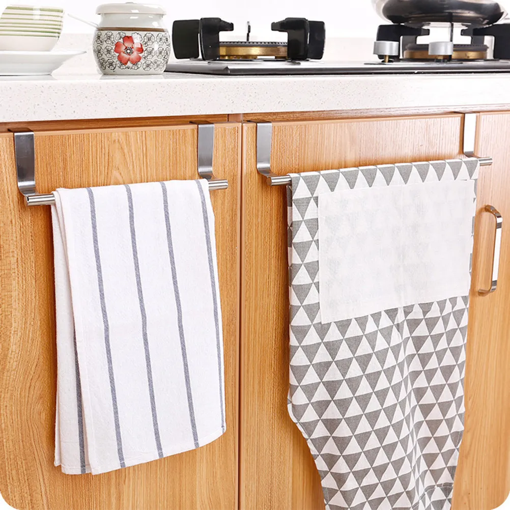 

2 Pcs Towel Rail Dish Holder Door Hanger Hanging Rack Kitchen Cabinet Hand Towels