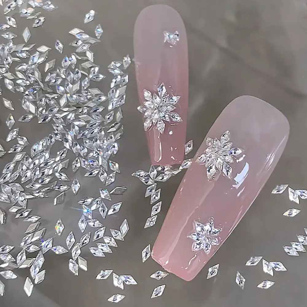 100 Stück glänzende Zirkon-Strasssteine, Nagel-Charms, 1,5 x 3 mm, Mini-Rhombische Nägel, Edelsteine, flache Rückseite, Nagelkunst, Basteln, Diamanten, Dekoration GT5