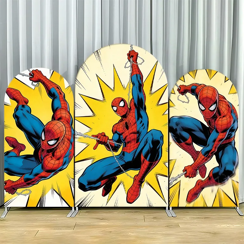 Arch Backdrop Cover Single Side Spider Man Comic Action Pose Party Decoration Photo Booth Background Props Event Supplies