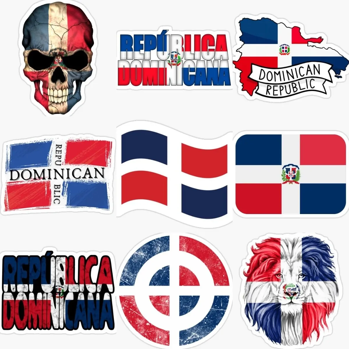 Dominican Flag Map Emblem Skull Stickers Motorcycle Laptop Off Road Wall Bicycle Car Truck Room Door Table PVC Decal Assecories