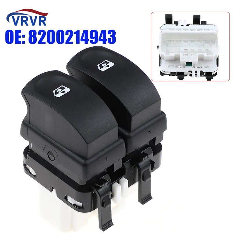 

VRVR 8200214943 10 Pins Electric Power Window Single Switch For 2005- 2019 Renault Clio III Modus Twingo II