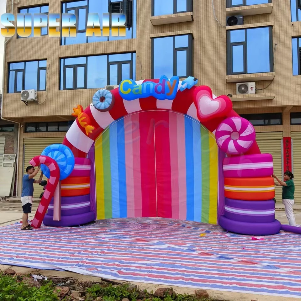 Land Event Outdoor Photo Booth Decoration Oxford Fabric Inflatable Candy Archway with Air Blower