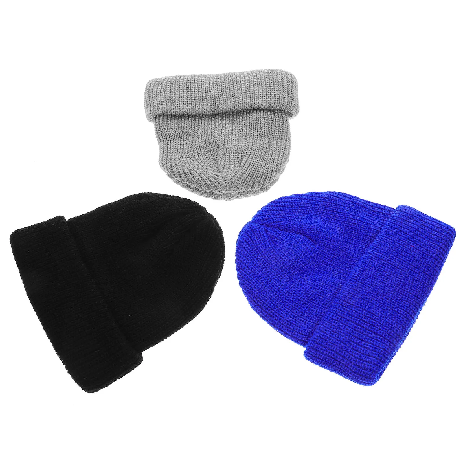 

3Pcs Winter Beanie Hat Thicken Knit Cap Unisex Warm Hat for Men Women Fashionable Lightweight Colored Beanies for Cold Weather