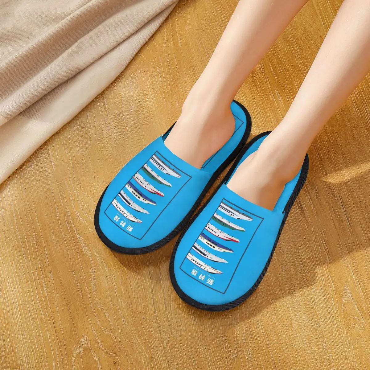 Custom Japanese Shinkansen Bullet Trains Slippers Memory Foam Warm Soft Women House Slipper Indoor Cozy Shoes