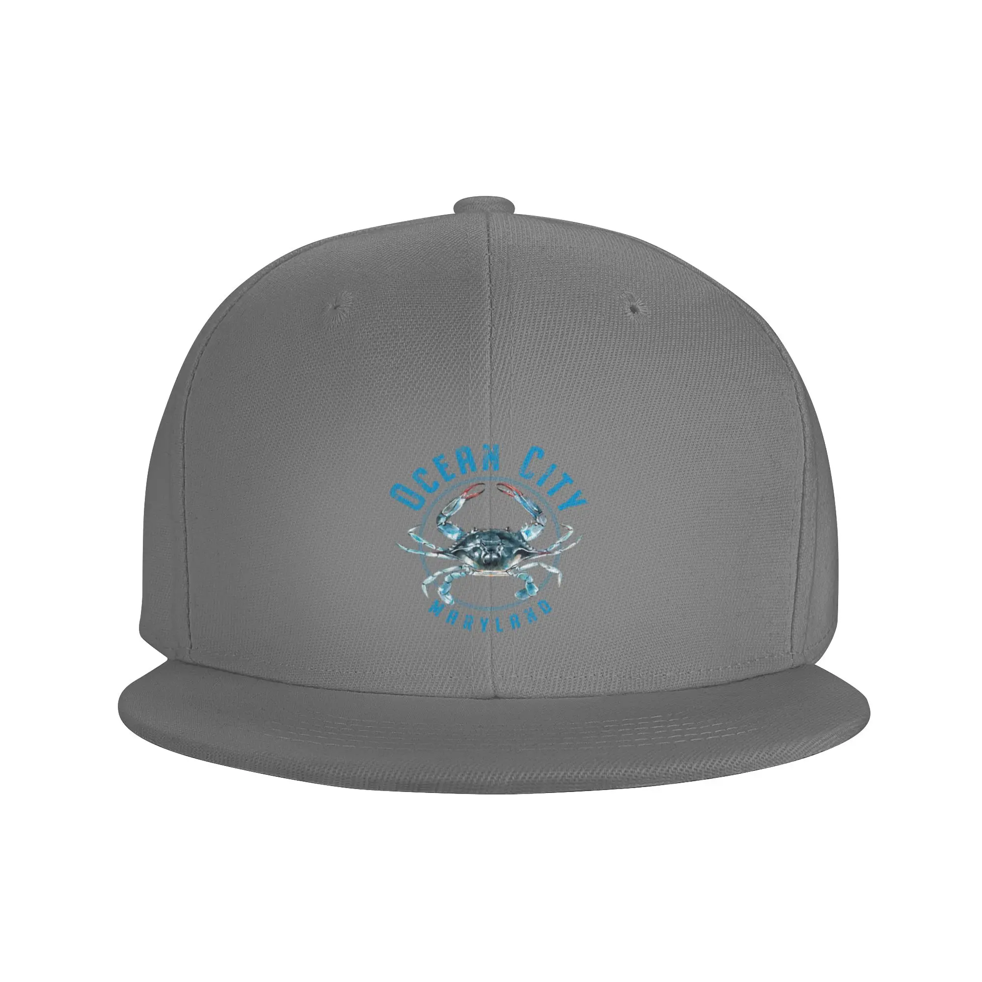 Fashion Ocean City Maryland Blue Crab Design Flat Brim Sun Hat  Collegiate Style Golf Hat Man