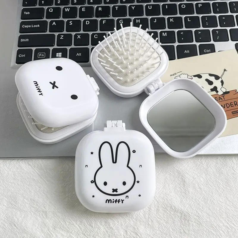 Niedlicher Miffy-Kaninchen Faltbarer Luftkissen-Kamm mit Spiegel 2-in-1 Studenten Cartoon Mini Kompakter Tragbarer Luftpolster-Kamm – Detail 3