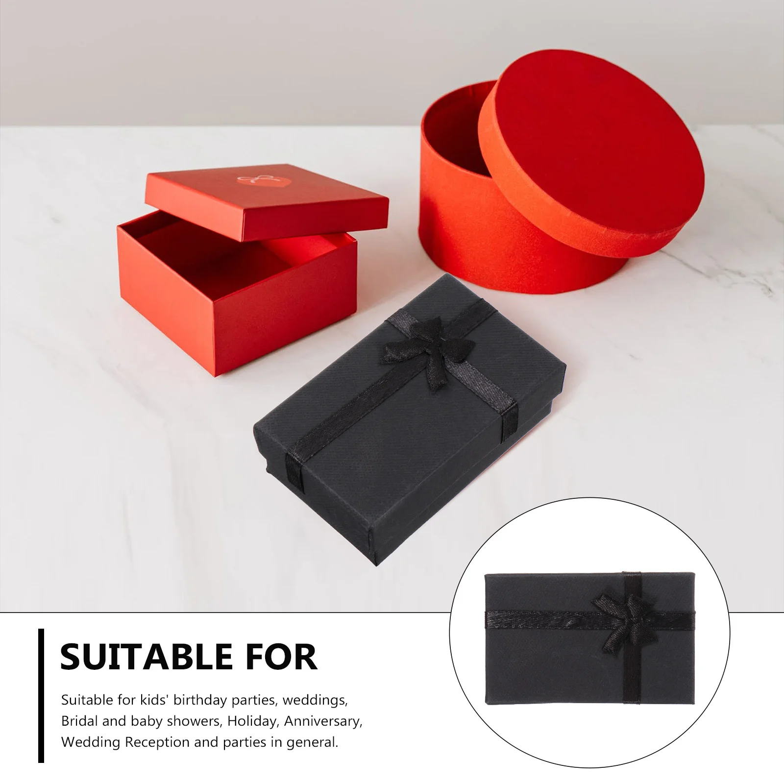 

6 Pcs Christmas Gift Boxes Bow Jewelry Present Case Organizer Treat with Lids Black Cases Bowknot Bridesmaid