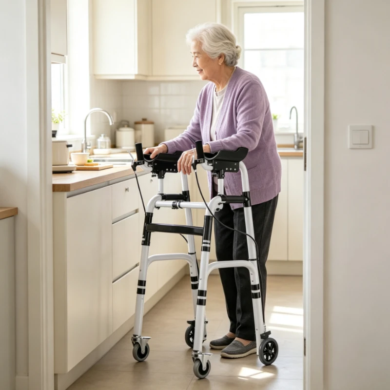 Elderly Rehabilitation Train Walking Aids with Arm Support Walking Sticks Rollator Walkers with Seat for Seniors Standing Frame