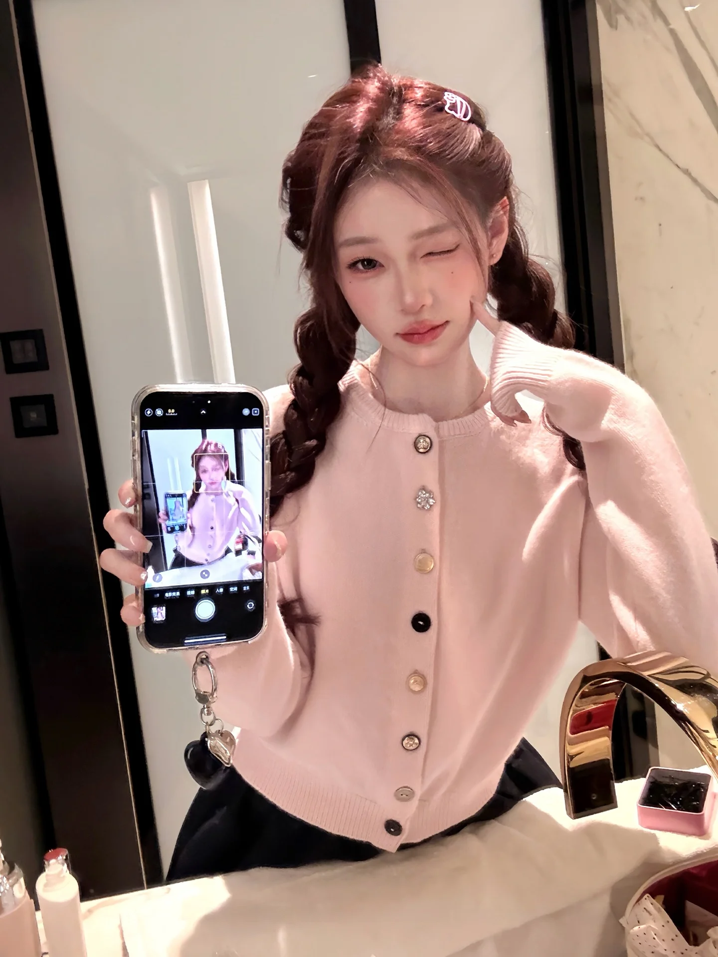 

Coolline Nana Style B Knitted Cardigan Skirt Set Women's Fashion Spring Outfit High Waist Princess Wind Long Sleeve Princess ...
